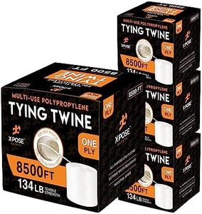 Xpose Safety Polypropylene Tying Twine – 1 Ply White Plastic Twine String, 8500 Ft Roll, Heavy Duty Poly Twine for Baling, Shipping, Bundling, Packaging, Gardening, Box Tying & Cardboard 4 Pack