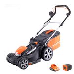 Yard Force GR40 Range 40V 34cm Cutting Width Cordless Lawnmower with Lithium Ion Battery & Quick Charger, Rear Roller, 35L Grass Bag - LM G34A - Lawn Mower, Orange