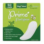 Argonium Prime Biodegradable Bamboo PantyLiners For Women Daily Use | 50 Liners |185mm Long (Large Size) | Curvy Design For Extra Comfort | Cottony-Soft Surface| Keeps You Dry & Fresh All Day