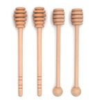 4PCS 6 inch Honey Dipper Sticks Honey Spoon, Wooden Honey Mixing Stirrer Honey Comb Stick, Honey Wand for Honey Jar Dispense Drizzle Honey Wedding Party (C Set)