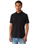 DKNY Slim Fit Jersey Polo Shirt for Men, Black, X-Large