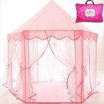 Princess Castle Playhouse Tent Toy for Girls, Pink Kids Play House Indoor, Christmas Birthday Gift for Little Girls Age 3 4 5 6 7, Play Tent for 3-10 Year Old Girl