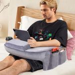 DELLAN Reading Pillow for Bed, Gaming Pillow for Lap, Memory Foam Lap Desk Pillow with Arm Rest for Adult