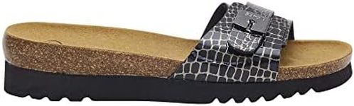 Scholl Women's Ginni Sandal Orthopedic Footwear, Black/White, 6 UK