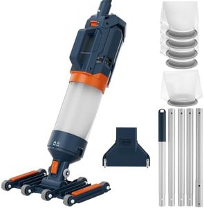 Heavy Duty Handheld Pool Vacuum for Above Ground Pool - 18.9GPM Powerful Suction for Deep Cleaning, 25µm Ultra Fine Mesh Filter for Smaller Debris, 14'' Wide Vacuum Head, 60mins Running Time (Orange)