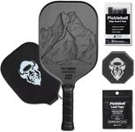 Bison Paddles: Carbon Fiber Pickleball Paddle - Textured T700 Surface Provides Maximum Ball Spin | Elongated or Widened Racket Shapes Available (The Summit (Power)) Grey