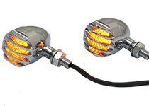 Alchemy Parts Custom LED Indicators Turn Signals with Prison Grill Slats for Harley Davidson Sportster Dyna Softail 883 1200 1340 1450 Chopper Motorcycles