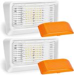 Kohree 320 Lumen LED RV Porch Light Exterior Utility 12V Lighting Fixture LED Panel, Replacement Lighting for RVs, Trailers, Campers, 5th Wheels. White Base, Clear and Amber Lenses Included 2 Packs