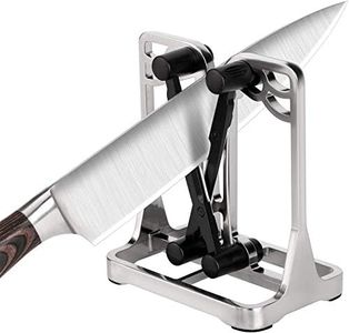 Dealswin Aiguiseur couteaux professionnel aiguiseurs de couteaux Manuel - affuteur couteau de cuisine pour Tous les Types de Couteaux - affûteur affûter Couteaux de Chef Silver