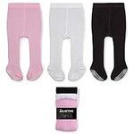 LA Active Girls' Baby Leggings - Cotton, 3 Pairs of Non-Slip Newborn & Toddler Tights - Pink & White & Black - 2T-3T