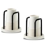 Dobbyby 2-Pack Bathroom Cup Dispenser - Ceramic Base and Aluminum Handles - Fit 3 oz Small Disposable Paper Cup Storage, Mouthwash Cups Holder for Rinsing Cups On Bathroom Vanity(3oz-Black, 2 Pack)