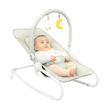 Badabulle Folding Baby Bouncer Chair Lichen - Adjustable Padded Backrest - Fixed or Rocker - 3-point safety harness - Detachable play arch - Removable cover