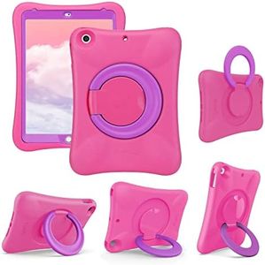 NLR Kids EVA Case for iPad | Multi-Direction Stable Stand | Compatible with 10.2-Inch iPad 2021/2020/2019 (9th/8th/7th Generation) (Pink+Purple)