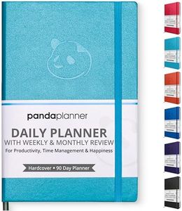 Panda Planner Undated Daily Planner - 90-Day Personal Organizer & Productivity Journal- Monthly & Weekly Habit Tracker - Hardcover Planner for Work, Home & ADHD Management – 5.75" x 8.25” (Cyan)