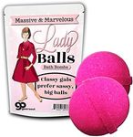 Lady Balls Bath Bombs - Funny Vintage Model Design - XL Bath Fizzers for Women - Giant, Pink, Handcrafted, 2 pk