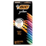 BIC Gel-Ocity Quick Dry Gel Pens, Medium Point Retractable Gel Pen (0.7mm), Assorted Colors, 12-Count