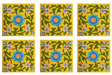 Shiv Kripa Blue Art Pottery Ceramic Home Decor Traditional Jaipur Tiles (6 X 6 INCH/Pack of 6 Tiles)