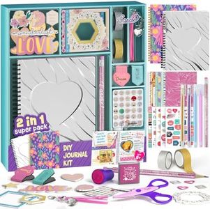 2-Pack Mega DIY Journal Kit - Gifts for Girls Ages 8 9 10 11 12 13 14 Year Old - Cool Birthday Gifts Ideas for Girls - Art & Crafts for Tween Kid - Teen Girls Trendy Stuff - Scrapbook & Diary Set