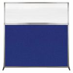 VERSARE Hush Screen Portable Divider | Clear Fluted Windows | Freestanding Wall Partition, No Wheels | Office Workstation | 6' Wide x 6' Tall Royal Blue Fabric Panels