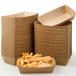150 Pack Kraft Paper Food Trays,3LB Disposable Paper Food Boats,Brown Paperboard Serving Basket Tray for French Fries Nachos Snack Hot Dog Taco BBQ Popcorn Party Picnic Wedding Party (3LB)
