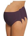 NBB Lingerie Women's Plus Size Maternity Panties High Cut Cotton Over Bump Underwear Brief - Sizes Small to XXX-Large, 3 Pack - Plum, Large