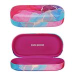 molshine Hard Shell Sunglasses Case,Classic Large Glasses Case for Women Men,Sunglass Eyeglasses (Pink)