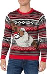 Blizzard Bay Men's Sloth Tree Ugly Christmas Sweater, Red/Grey/Black, Small