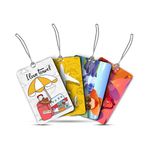 Ultra 3D ID Label Tags For Luggage Suitcase & School Bags Set of 4 - I Love Travel + Travel Time + Selfies Lady + Men