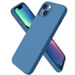 ORNARTO Compatible with iPhone 13 Case 6.1", Slim Liquid Silicone 3 Layers Full Covered Soft Gel Rubber Case Cover 6.1 inch-Blue