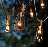 Goothy 20Ft Outdoor Patio String Lights,set of 20 Glass ST40 Edison Style Bulb String Lights Garden/Backyard party/ Wedding outdoor string lights(Plus 1 Extra Bulbs)-Brown