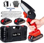 Cub Tik Mini Chainsaw Cordless 4-Inch Battery Powered Chainsaw One-Hand Electric Chainsaw Handheld Portable Chainsaw For Tree Branch Wood Cutting