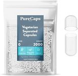 PureCaps USA - Empty Vegetarian Vegan Pill Capsules Size 0, 2,000 Empty Separated Vegetarian Pills, Clear, Non-GMO Certified, Kosher, Gluten Free, Halal Certified, Preservative Free