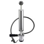 MRbrew Keg Party pump, American D System Beer Keg Tap Party Pump, 8 Inch Picnic Pump with Black Beer Faucet & Beer Hose, Chrome-Plated Keg Draft Beer Party Pump with 2 Hose Clamps
