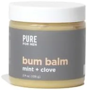 Pure for Men Bum Balm | Eco Friendly Raw Lotion for Men | All Purpose Skin Hydration & Deodorizing Balm | Raw Shea Butter, Mint & Clove | 3.8 oz.