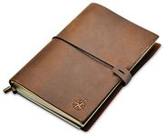 Wanderings A5 Leather Travelers Notebook A5 Refillable Travelers Journal, Hand-Crafted Genuine Leather - Perfect for Writing, Poets, Travelers, as a Diary - Blank Inserts - 22 x 15cm (A5)