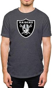 Hybrid Sports NFL - Core Logo - Officially Licensed Adult Short Sleeve Fan Tee for Men and Women, Las Vegas Raiders - Heather Charcoal, Small