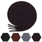 Lorpops Round Boot Laces [2 Pairs] Heavy Duty and Durable Shoelaces for Boots, Work Boots & Hiking Shoes (47 inch/120 cm, Coffee)