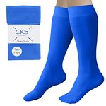 CRS Cross Figure Skating Socks (2 Pair) Knee High Tights for Ice Skates, Footed Skate Socks, Dance Tights (Blade Blue)