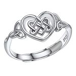 Celtic Knot Heart Ring Women 925 Sterling Silver Rings Witch Open Stackable Pinky Promise Ring