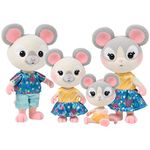 Sunny Days Entertainment Honey Bee Acres Cheddars Mouse Family – 4 Miniature Flocked Dolls | Small Collectible Figures | Pretend Play Toys for Kids