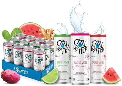 Caliwater - Organic Cactus Water - Variety Pack - Ginger Lime, Prickly Pear, Watermelon - Coconut Water Alternative - Plant Based Hydration - Skin Care, Electrolyte Drinks - Flavored Water - 12 Cans