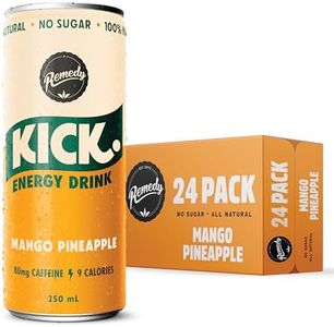 Remedy KICK - All Natural, No Sugar Energy Drink - Mango Pineapple - 250ml x 24 Cans