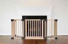 Safetots Wooden Multi Panel Fire Surround, 88cm Deep x 120cm Wide, Natural Wood, 76cm Tall, Baby and Toddler Fire Guard, Safety Barrier for Fireplaces, Easy Installation