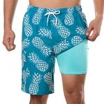 BRISIRA Mens Swim Shorts Swim Trunks 9 inch Bathing Suits Swimsuit Board Compression Liner Quick Dry