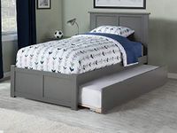 Atlantic Furniture Madison Platform Bed with Footboard and Turbo Charger with Twin Extra Long Trundle, XL, Grey