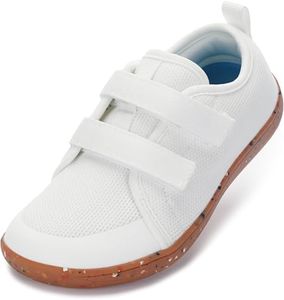 WHITIN Toddlers Wide Barefoot Shoes for Boys Girls Minimalist Zero Drop Sneakers Size 9 Kid Athletic Walking Jump Sports Lightweight Wide Toe Box Running White 26