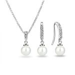 Philip Jones Silver Plated Pearl Drop Set Created with Zircondia® Crystals