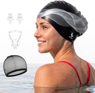 BENICE Silicone Swim Cap for Long Hair - X-Large Waterproof Swim Hat for Men Women Adults, Dreadlocks, Braids, Curls & Afros, Black