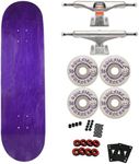 Moose Canadian Made Blank Skateboard Purple 8.5" with Independent Mid Silver 149 Trucks, Spitfire Burners 56mm White/Purple Wheels, ABEC 5 Bearings, Risers, Hardware, Griptape