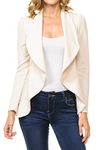 MINEFREE Women's Long Sleeve Classic Draped Open Front Lightweight Blazer(S-3XL), Stone, XX-Large